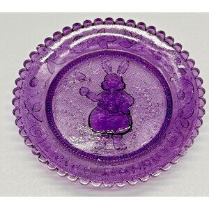 Pairpoint Glass Cup Plate Thornton Burgess Peter Rabbit Amethyst Purple 3.5 inch